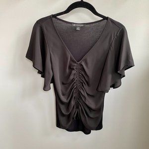 *NOT FOR SALE/SOLD* Blouse V Neck front ruching/adjustable (Sz PS) Black - NWOT